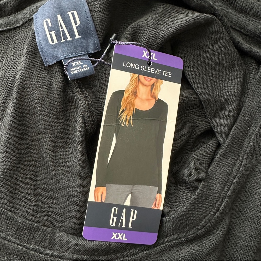 GAP Black Burnout Long Sleeve Tee Size XXL - Picture 3 of 8